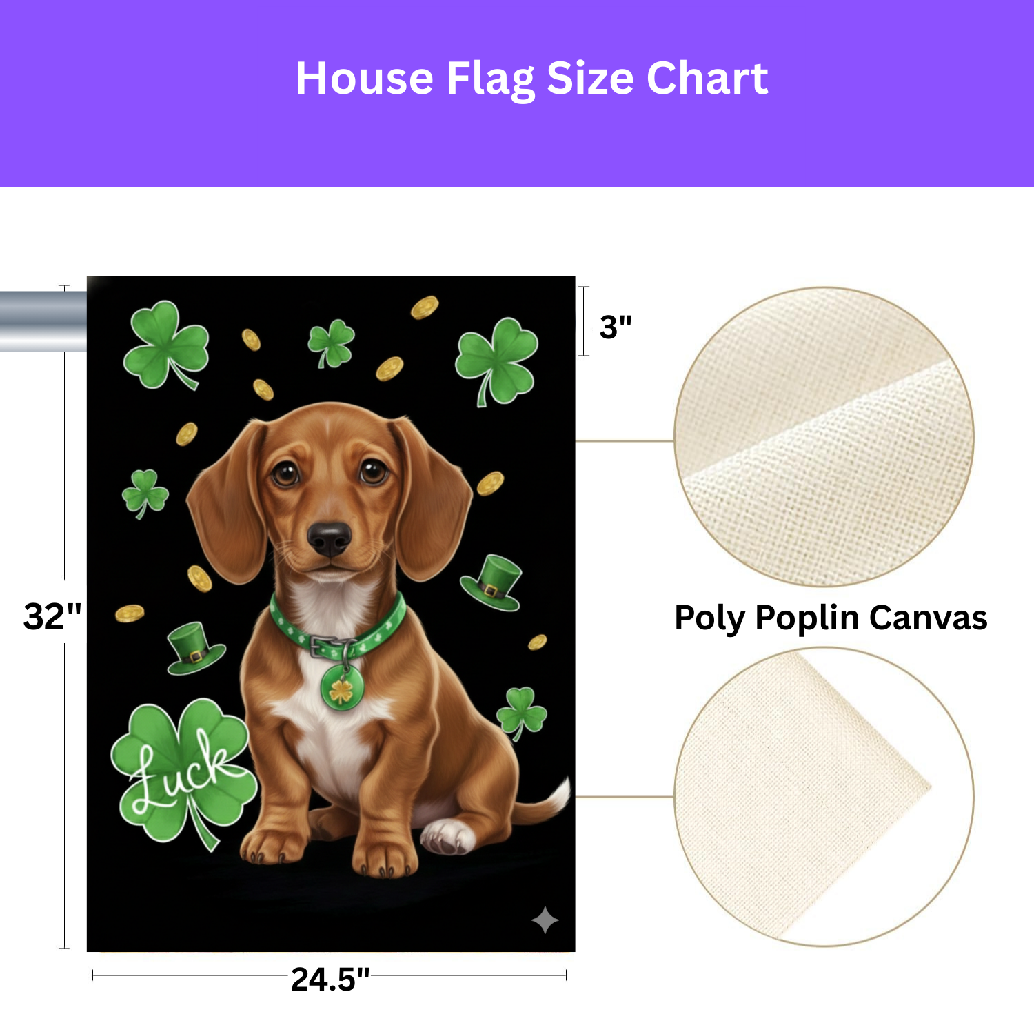 Luck Dachshund St. Patrick's Day Garden Flag - porch decor - Dragonfire Gardens
