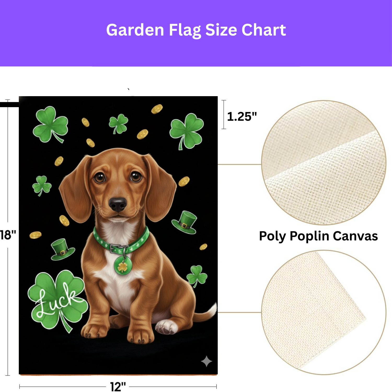 Luck Dachshund St. Patrick's Day Garden Flag - yard display - Dragonfire Gardens