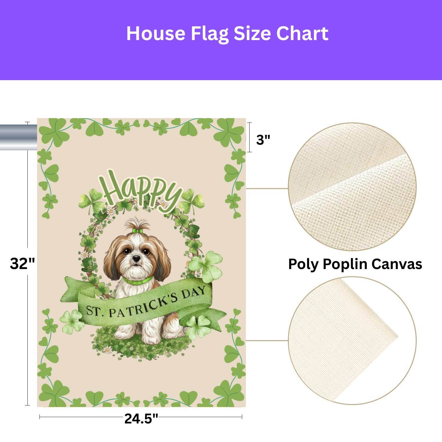 Happy St. Patrick's Day Shih Tzu Garden Flag - yard display - Dragonfire Gardens