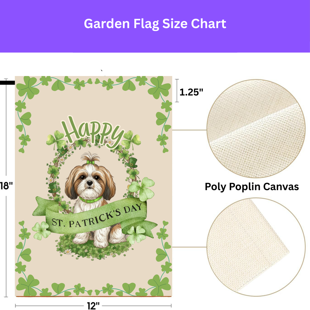 Happy St. Patrick's Day Shih Tzu Garden Flag - porch decor - Dragonfire Gardens