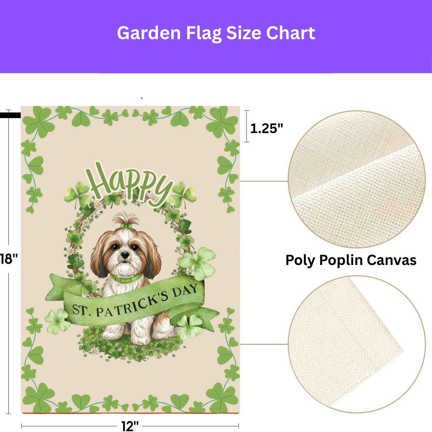 Happy St. Patrick's Day Shih Tzu Garden Flag - porch decor - Dragonfire Gardens