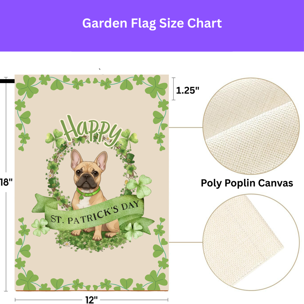 Happy St. Patrick's Day French Bulldog Garden Flag - porch decor - Dragonfire Gardens