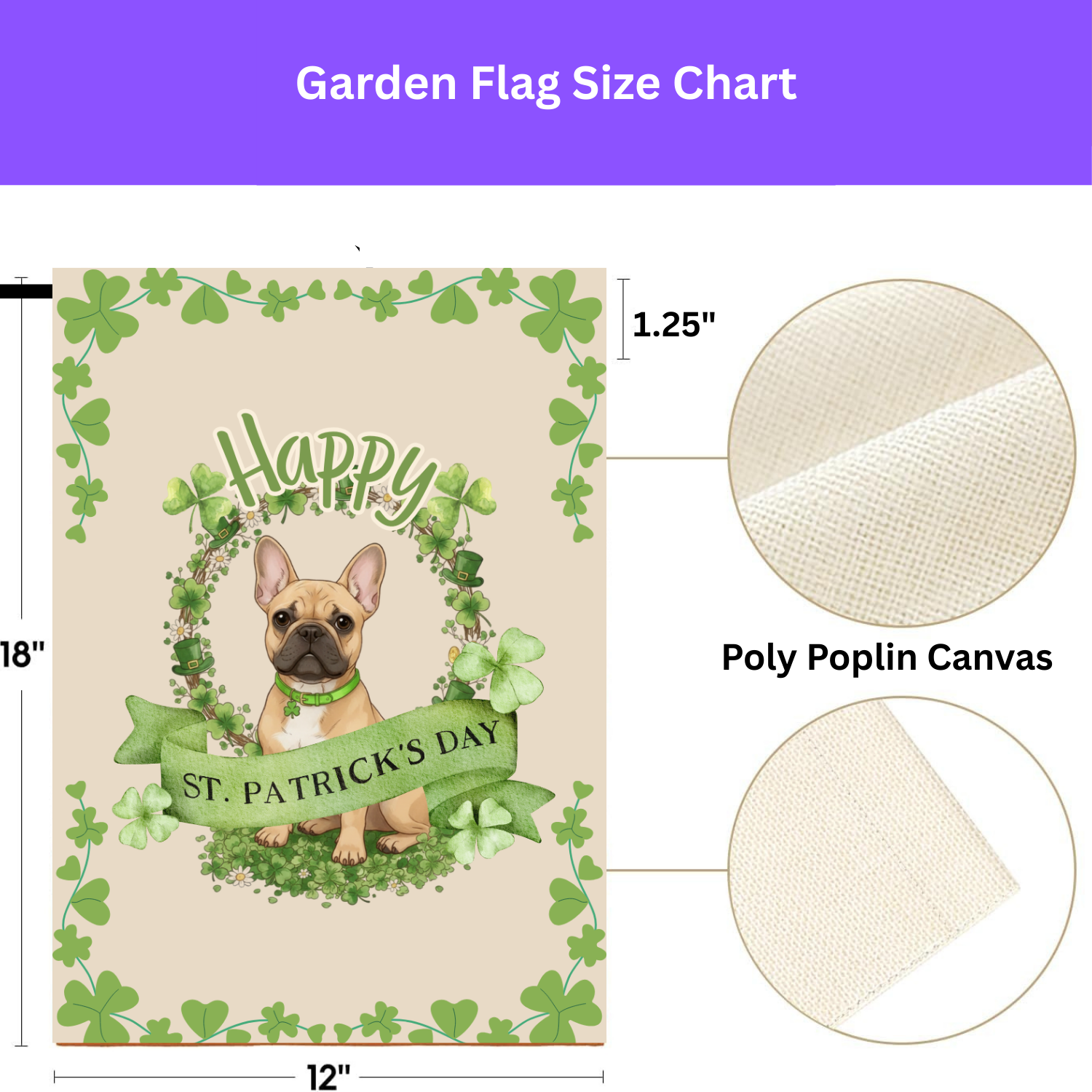 Happy St. Patrick's Day French Bulldog Garden Flag - porch decor - Dragonfire Gardens