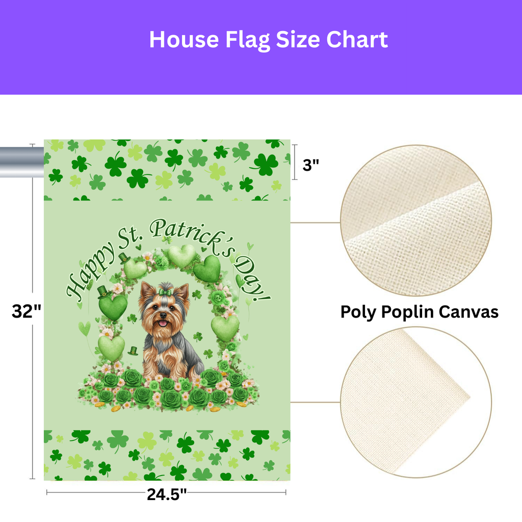 Happy St. Patrick's Day Yorkshire Terrier Garden Flag - yard display - Dragonfire Gardens