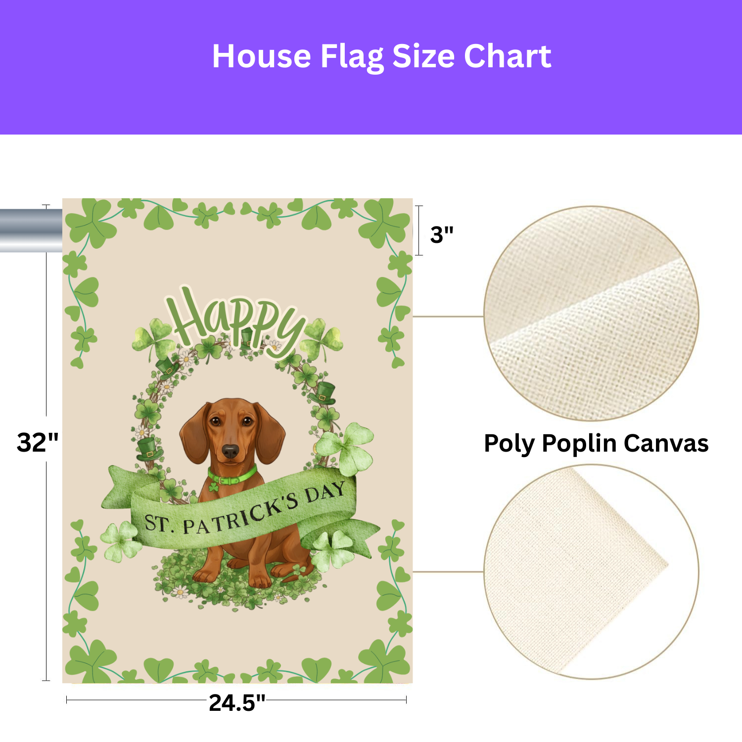 Happy St. Patrick's Day Dachshund Garden Flag - porch decor - Dragonfire Gardens