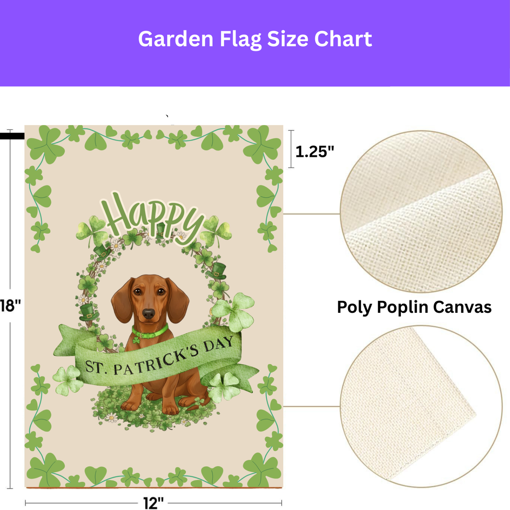 Happy St. Patrick's Day Dachshund Garden Flag - yard display - Dragonfire Gardens