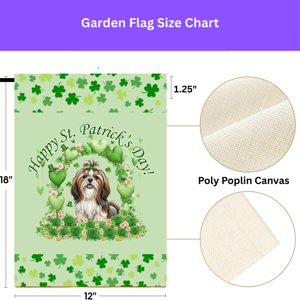 Happy St. Patrick's Day Shih Tzu Garden Flag - yard display - Dragonfire Gardens