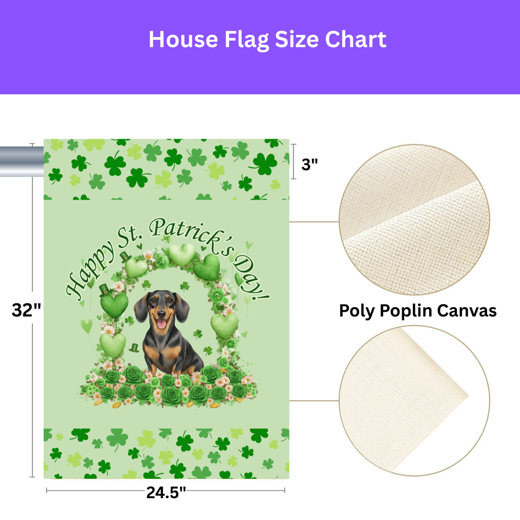 Happy St. Patrick's Day Arch Dachshund Garden Flag - yard display - Dragonfire Gardens