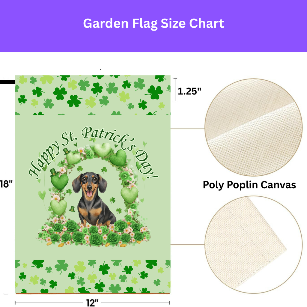 Happy St. Patrick's Day Arch Dachshund Garden Flag - porch decor - Dragonfire Gardens