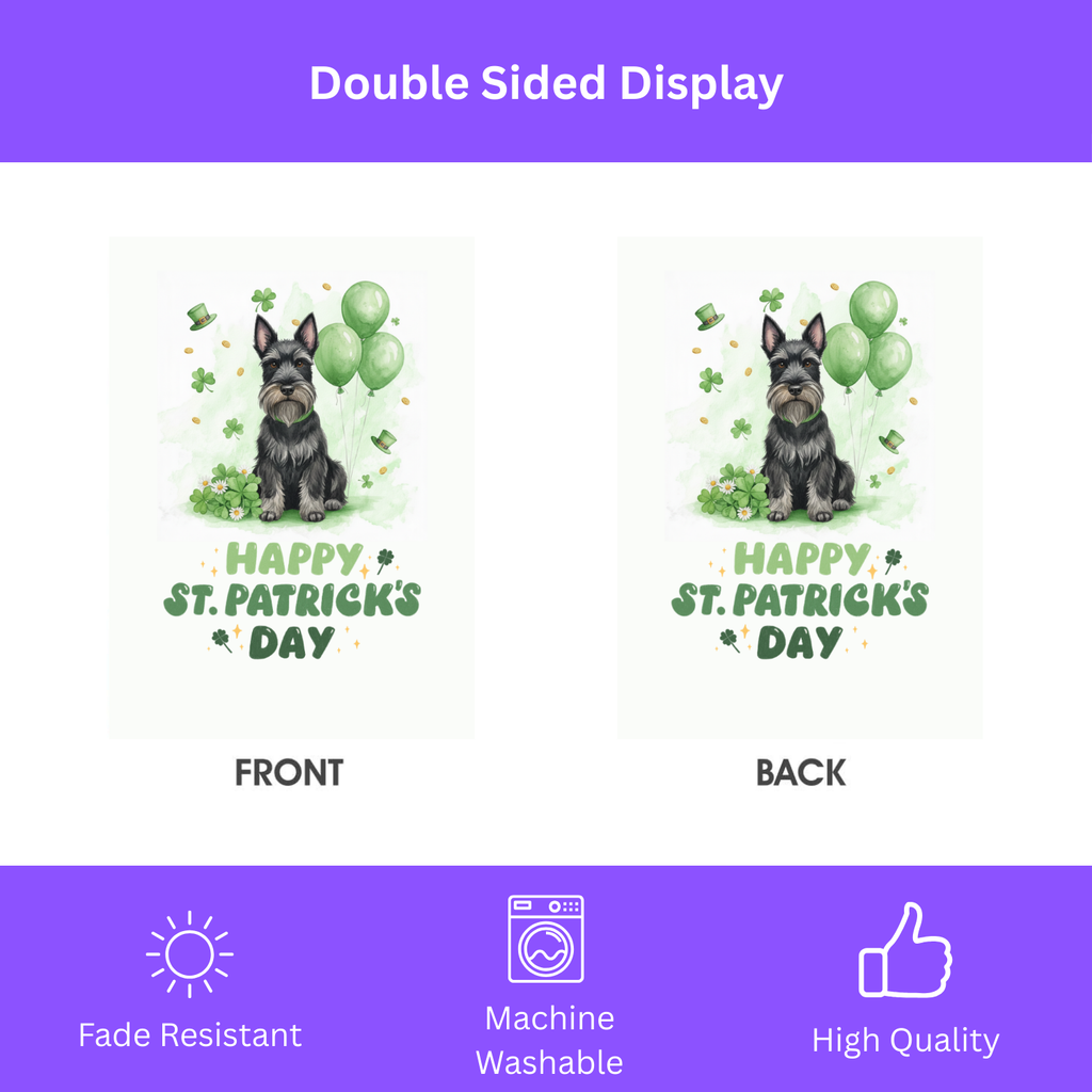 Scottish Terrier St. Patrick’s Day Garden Flag - double-sided design - Dragonfire Gardens