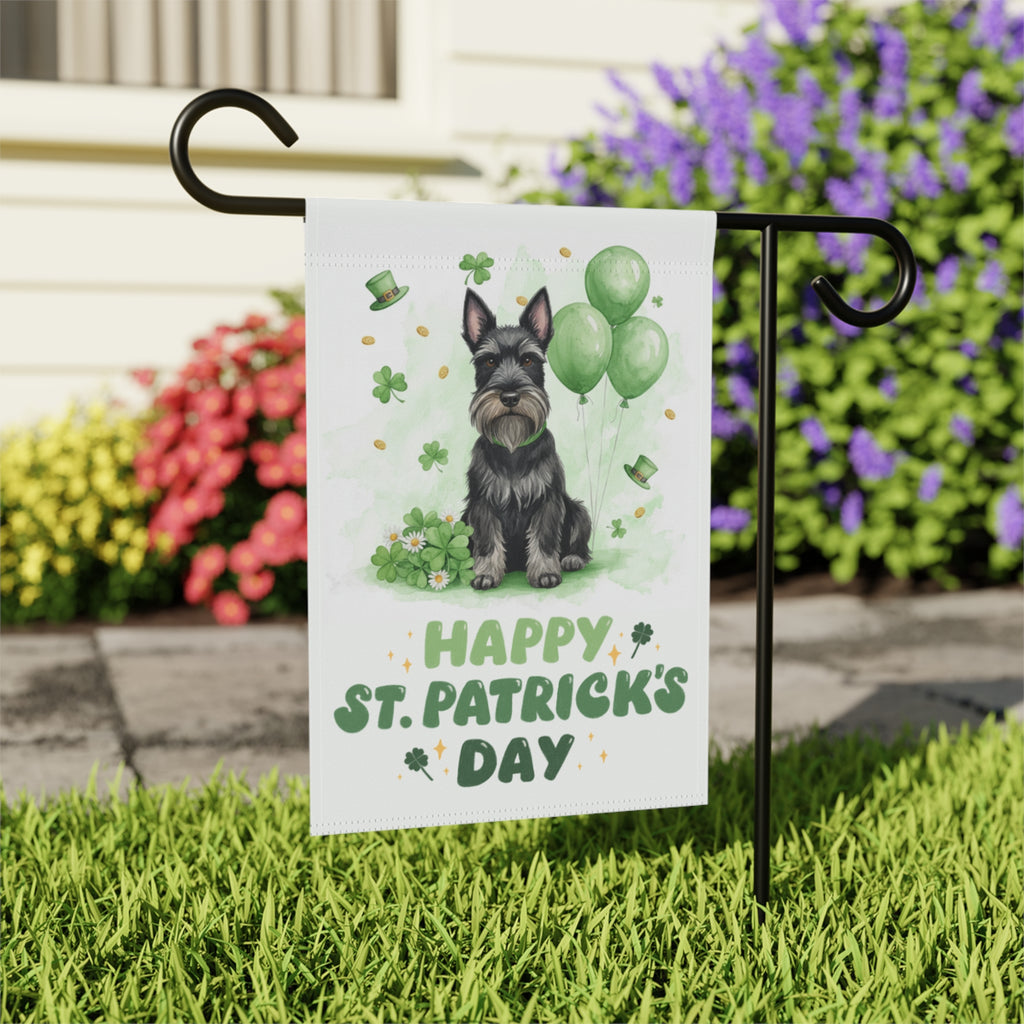 Scottish Terrier St. Patrick’s Day Garden Flag - outdoor display - Dragonfire Gardens