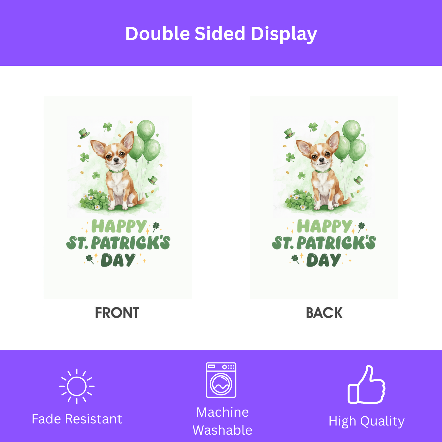 Short Haired Chihuahua St. Patrick’s Day Garden Flag