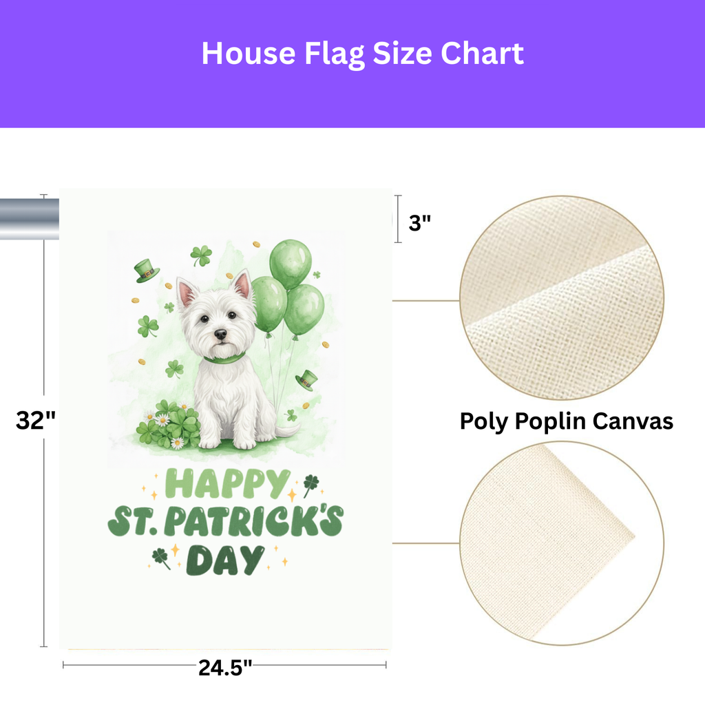 Westie St. Patrick's Day Garden Flag - yard display - Dragonfire Gardens