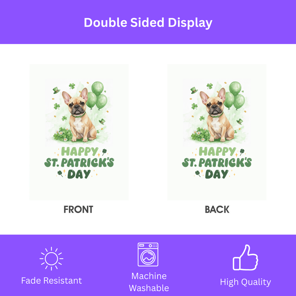 French Bulldog St. Patrick's Day Garden Flag - yard display - Dragonfire Gardens