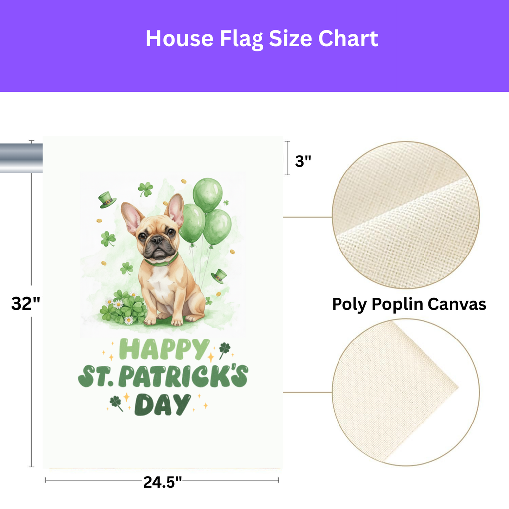 French Bulldog St. Patrick's Day Garden Flag - double-sided design - Dragonfire Gardens