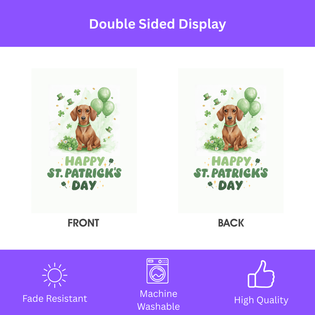 Dachshund St. Patrick's Day Garden Flag - double-sided design - Dragonfire Gardens