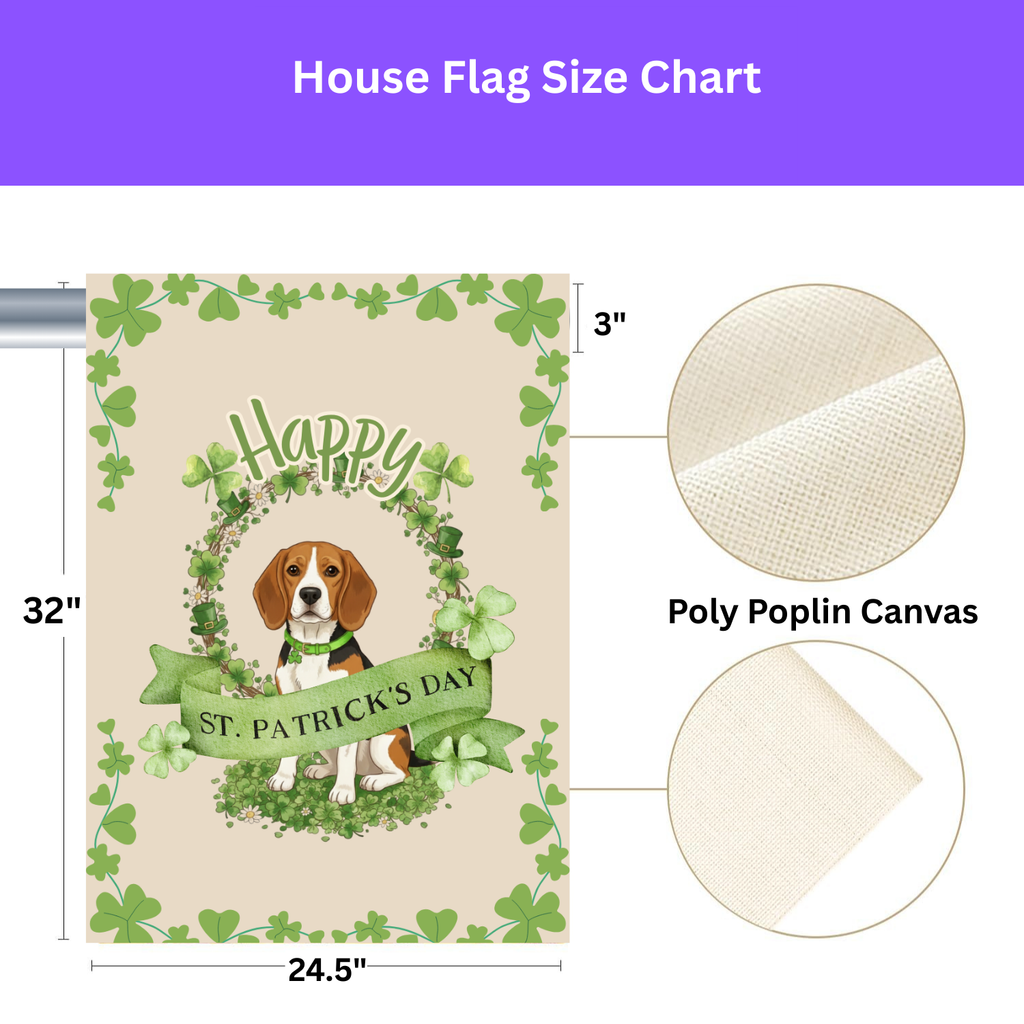 Happy St. Patrick's Day Beagle Garden Flag - yard display - Dragonfire Gardens