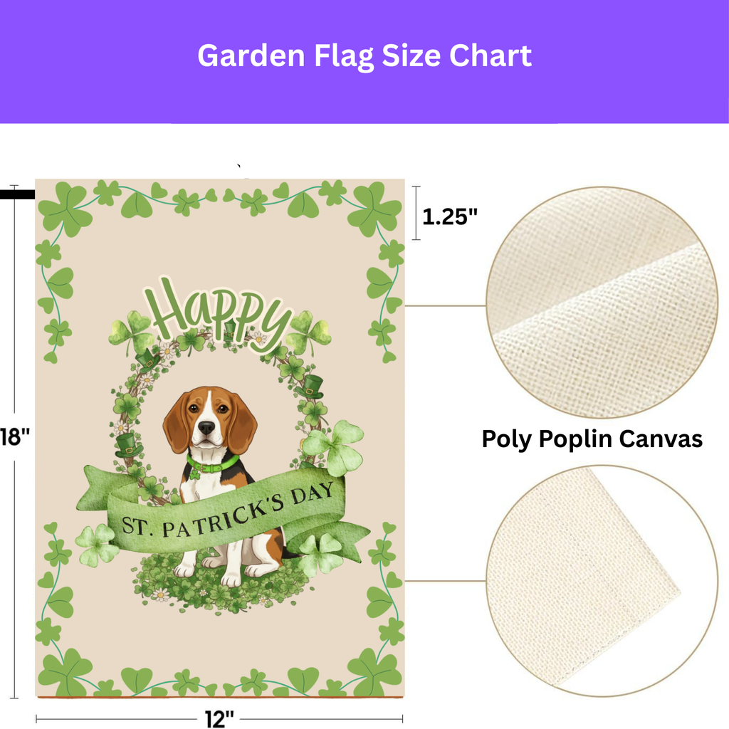 Happy St. Patrick's Day Beagle Garden Flag - porch decor - Dragonfire Gardens