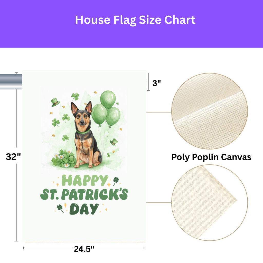 Australian Kelpie St. Patrick's Day Garden Flag - porch decor - Dragonfire Gardens