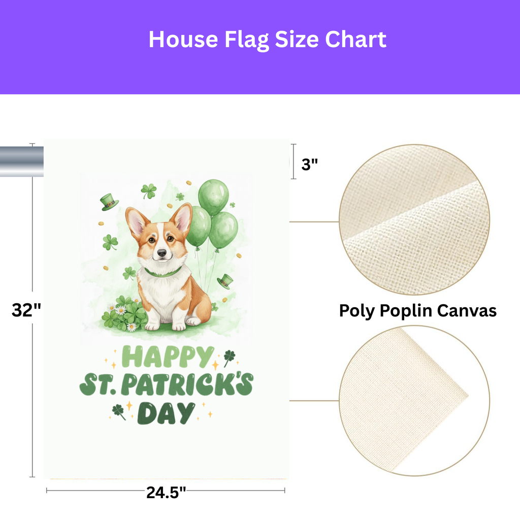 Corgi St. Patrick's Day Garden Flag - yard display - Dragonfire Gardens