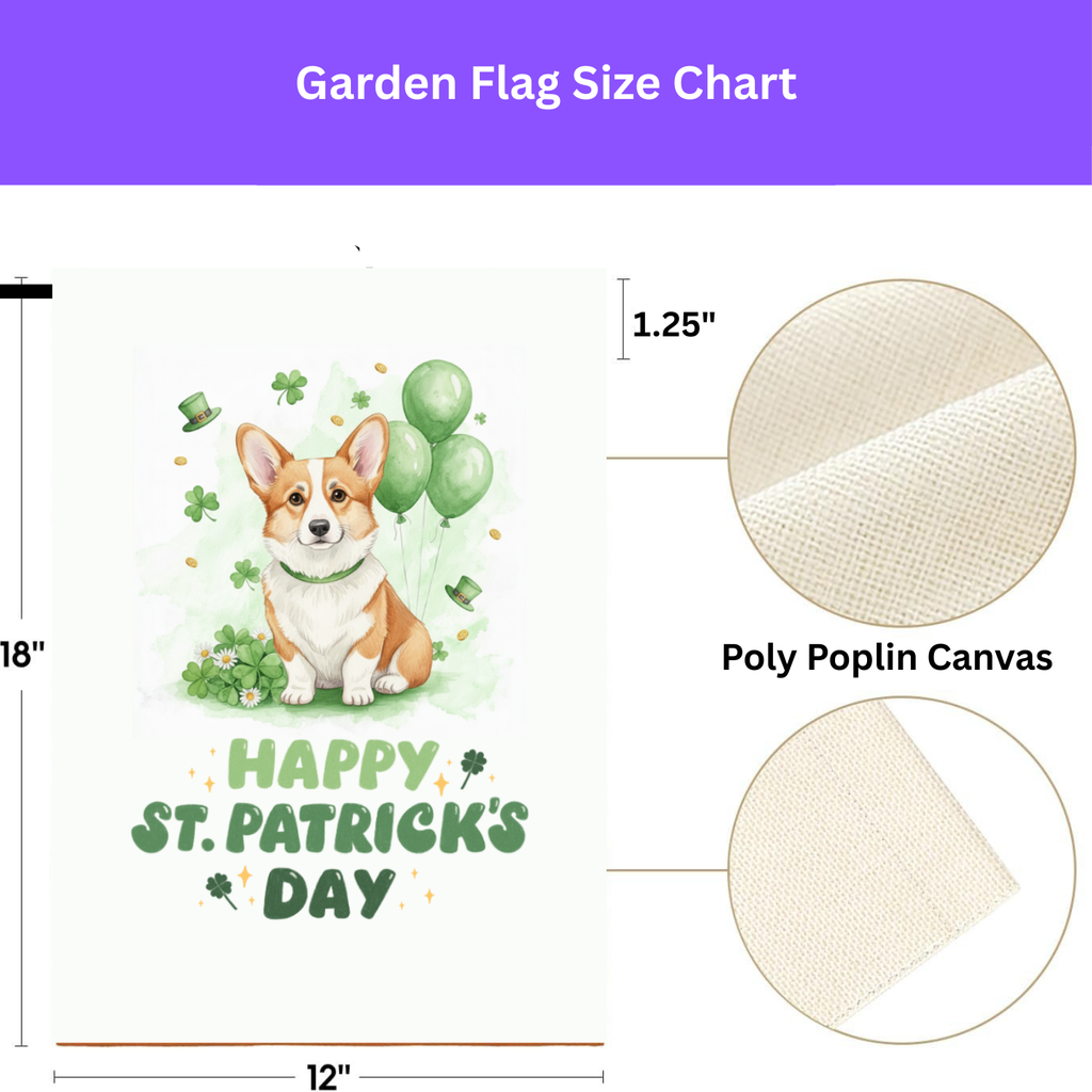 Corgi St. Patrick's Day Garden Flag - porch decor - Dragonfire Gardens