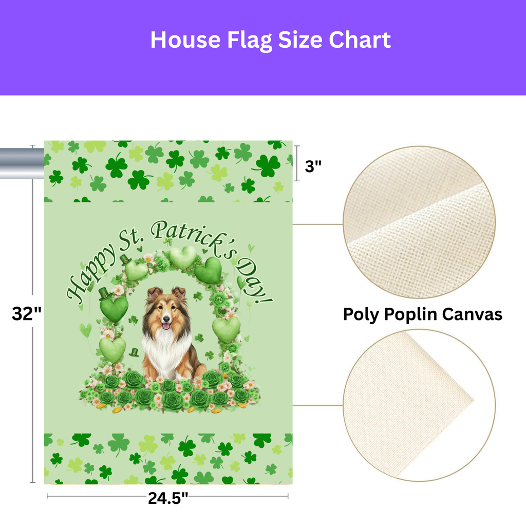 Happy St. Patrick's Day Sheltie Garden Flag - yard display - Dragonfire Gardens