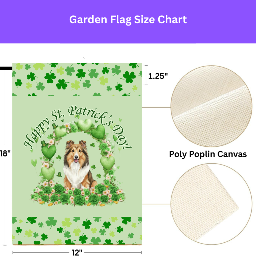 Happy St. Patrick's Day Sheltie Garden Flag - porch decor - Dragonfire Gardens