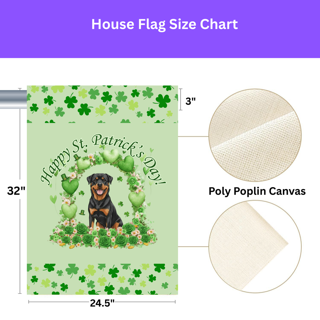 Happy St. Patrick's Day Rottweiler Garden Flag - yard display - Dragonfire Gardens