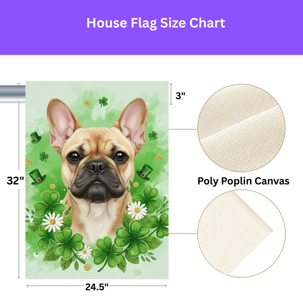 Shamrocks and French Bulldog Garden Flag - porch decor - Dragonfire Gardens