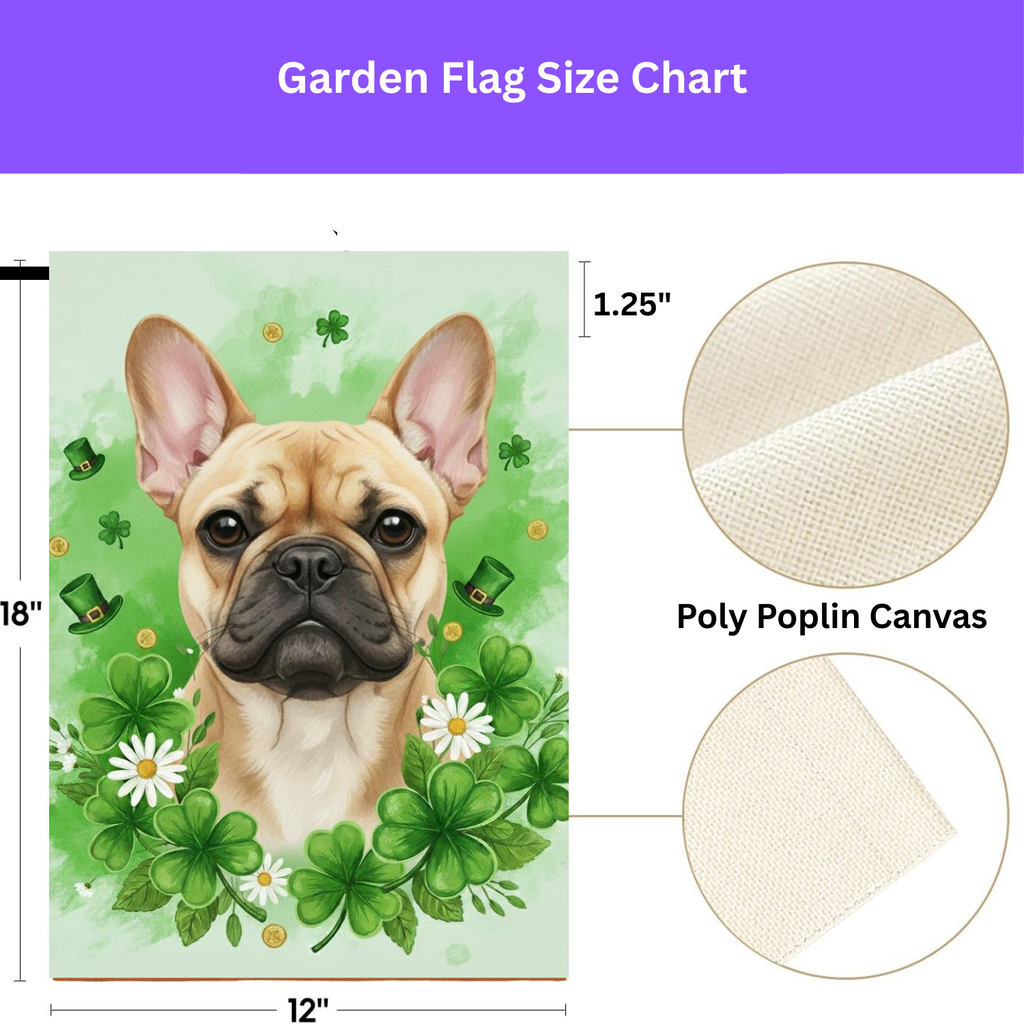 Shamrocks and French Bulldog Garden Flag - yard display - Dragonfire Gardens