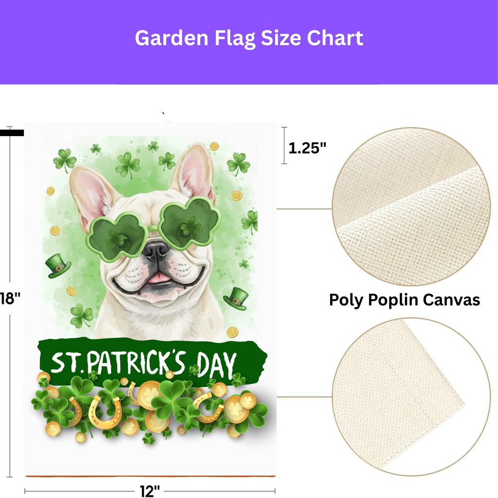 St. Patrick's Clover Glasses French Bulldog Garden Flag - yard display - Dragonfire Gardens