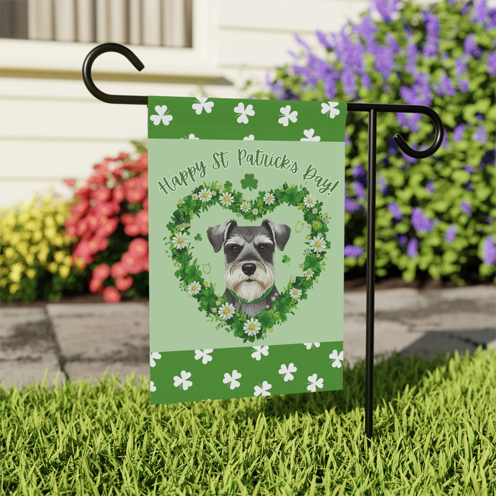 St. Patrick's Day Shamrock Schnauzer Garden Flag