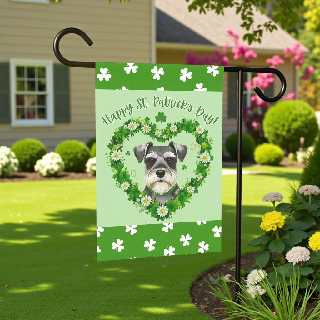 St. Patrick's Day Shamrock Schnauzer Garden Flag