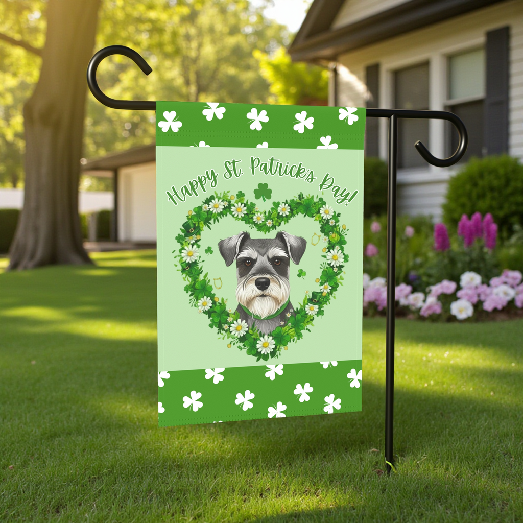 St. Patrick's Day Shamrock Schnauzer Garden Flag