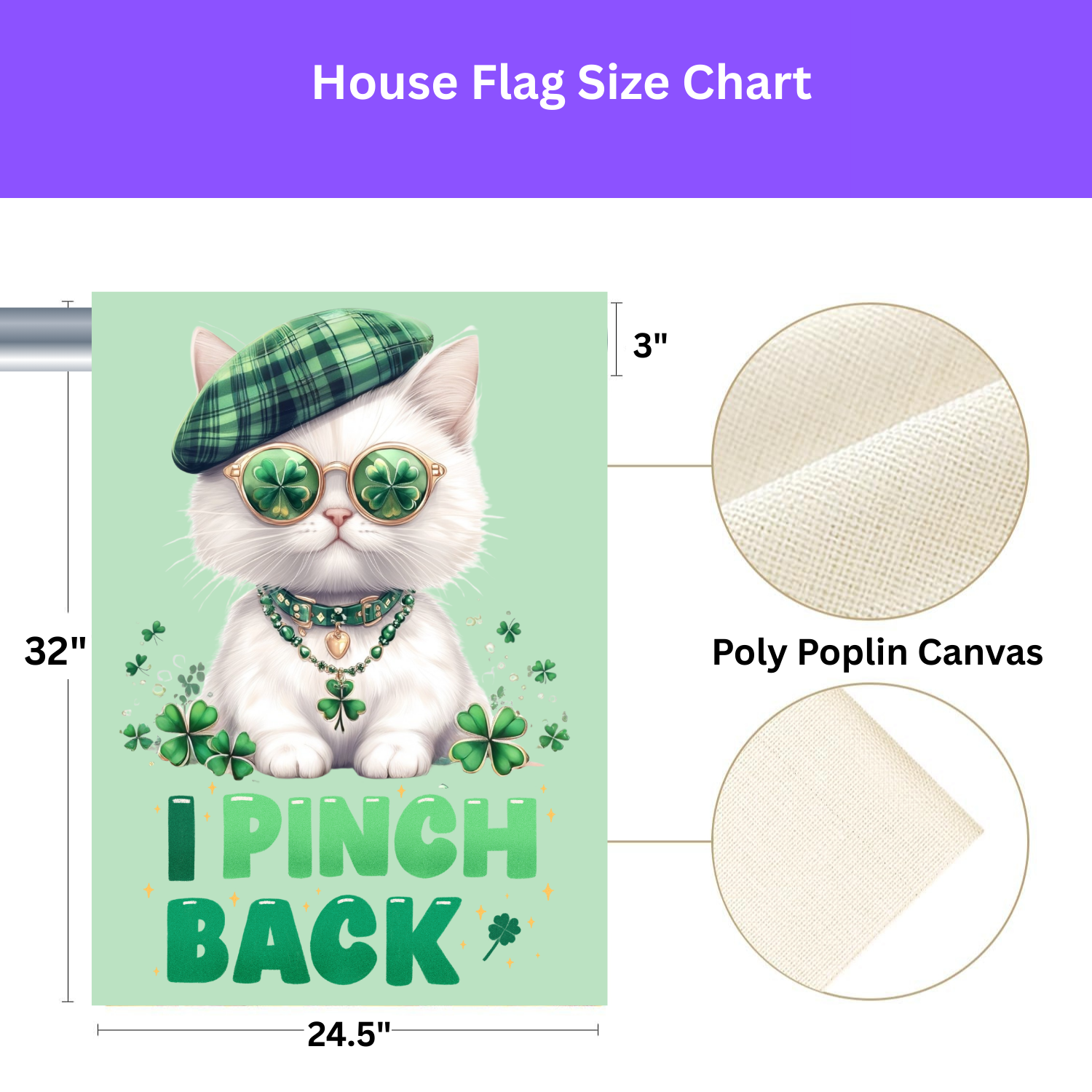 White Shamrock Kitten Garden Flag