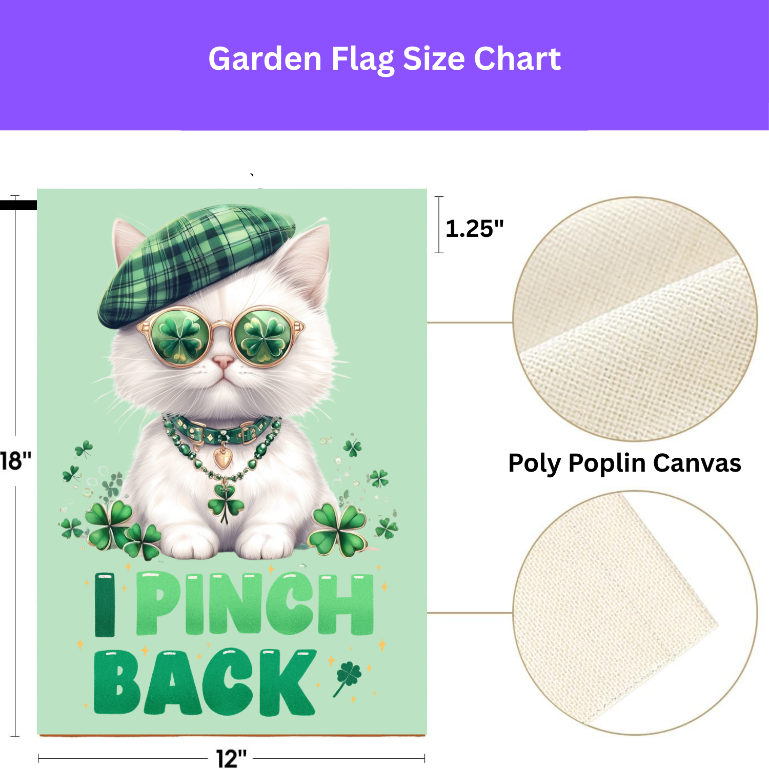 White Shamrock Kitten Garden Flag