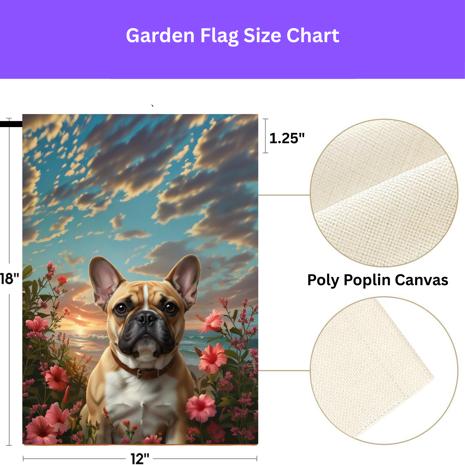 Tropical Sunset French Bulldog Garden Flag - porch decor - Dragonfire Gardens