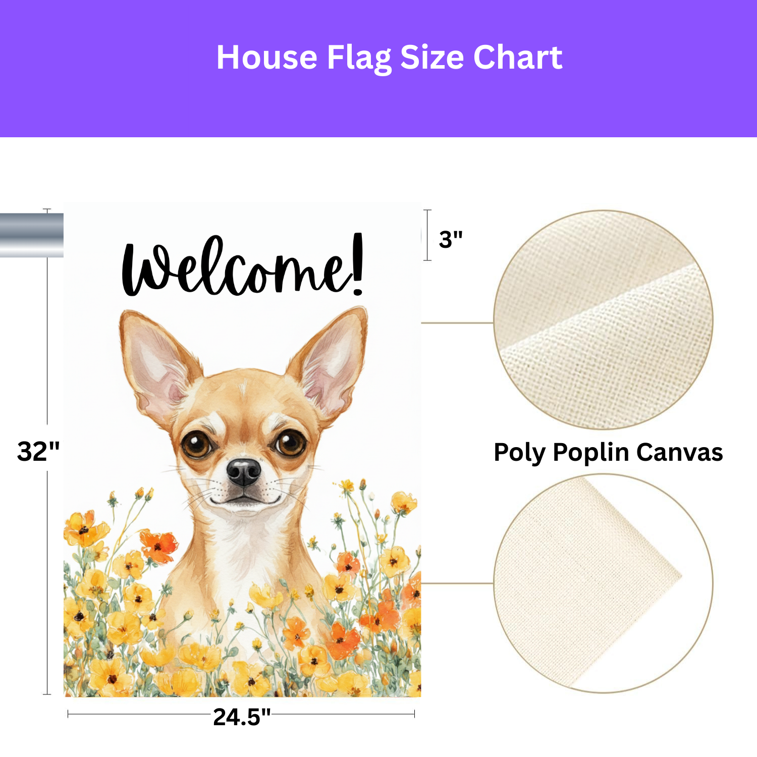Yellow Poppies Chihuahua Welcome Flag Garden Flag - yard display - Dragonfire Gardens