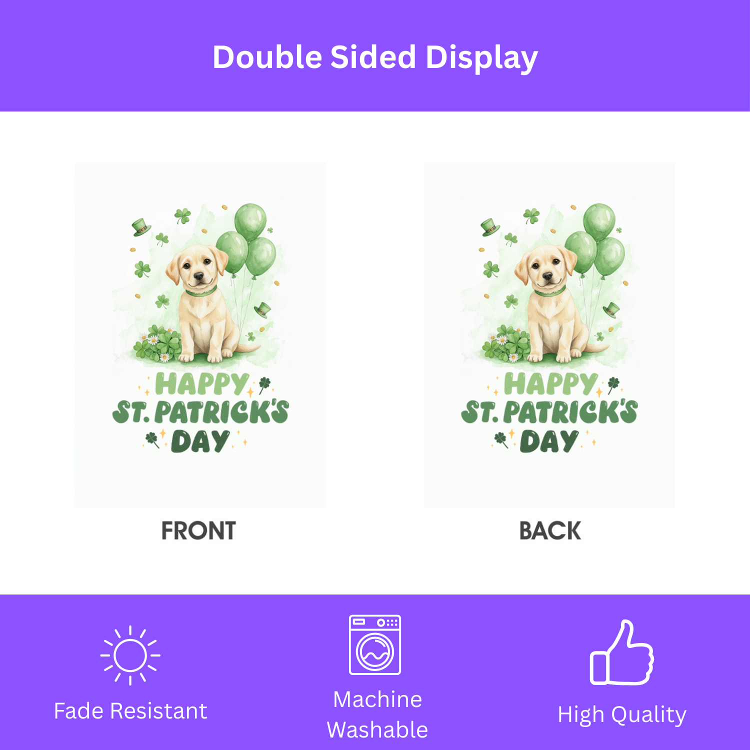 Yellow Labrador Retriever Puppy St. Patrick's Day Garden Flag - double-sided design - Dragonfire Gardens