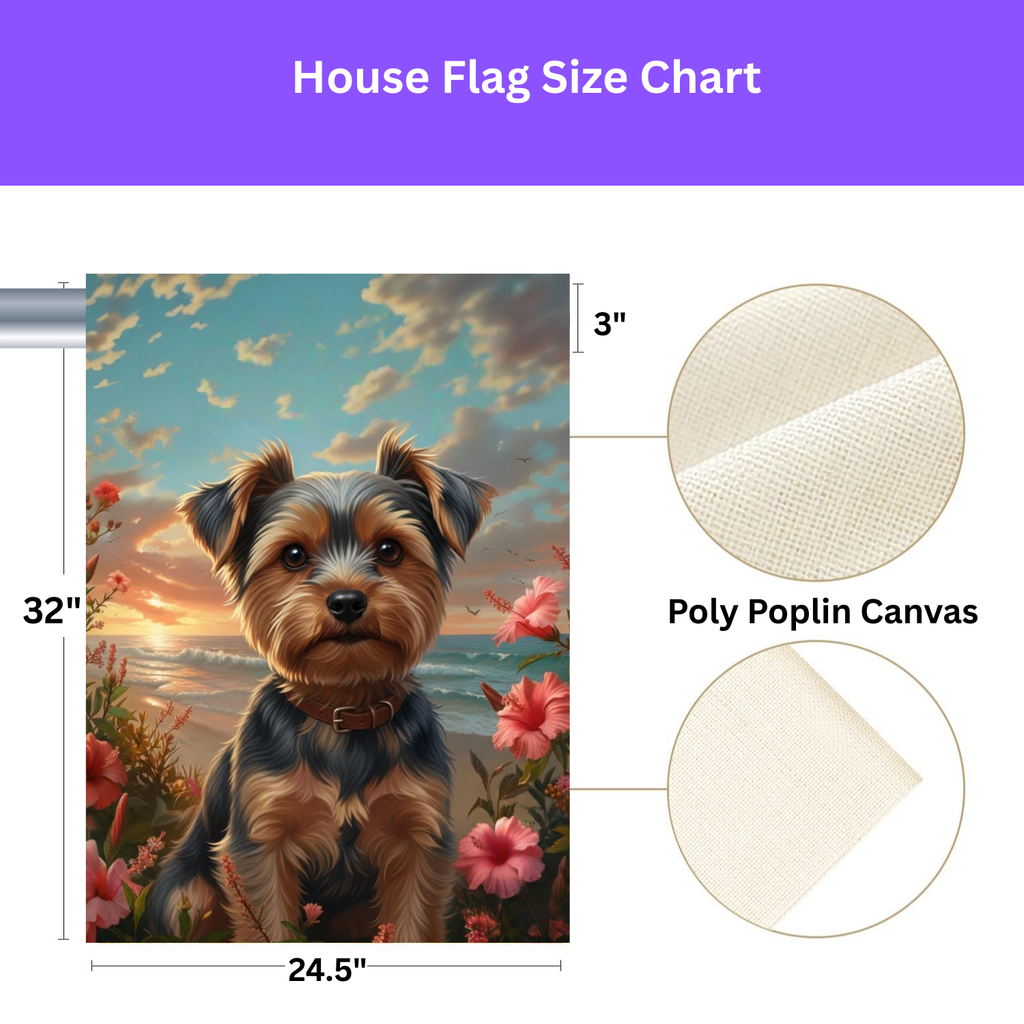 Tropical Sunset Yorkshire Terrier Garden Flag - yard display - Dragonfire Gardens