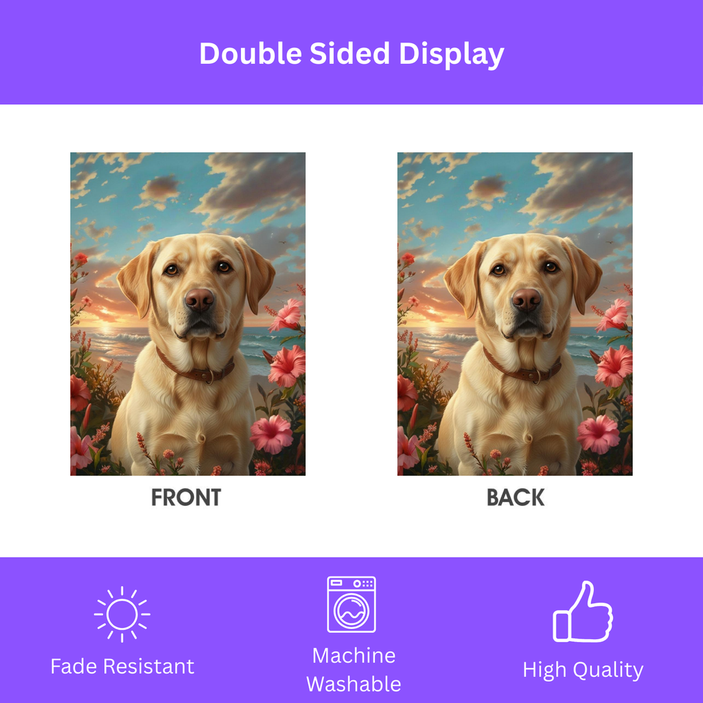 Tropical Sunset Yellow Labrador Retriever Garden Flag