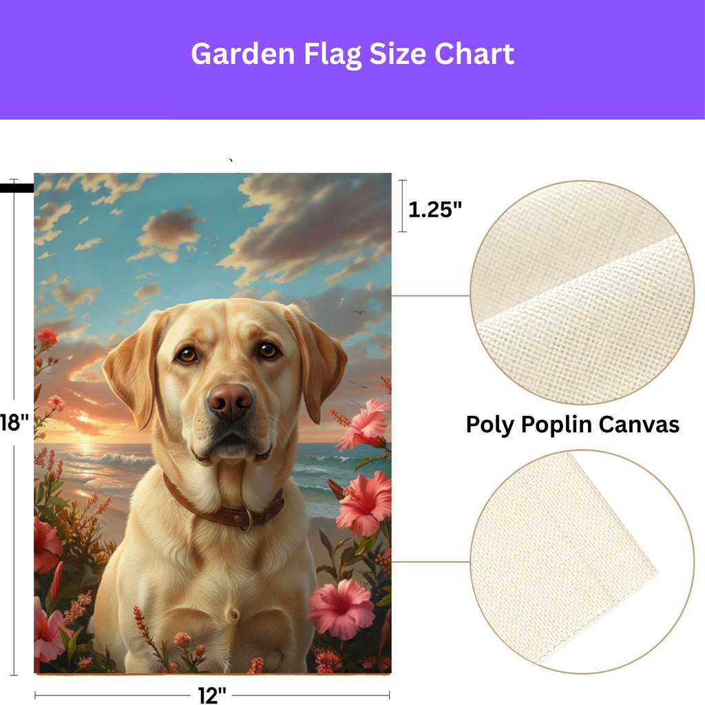 Tropical Sunset Yellow Labrador Retriever Garden Flag