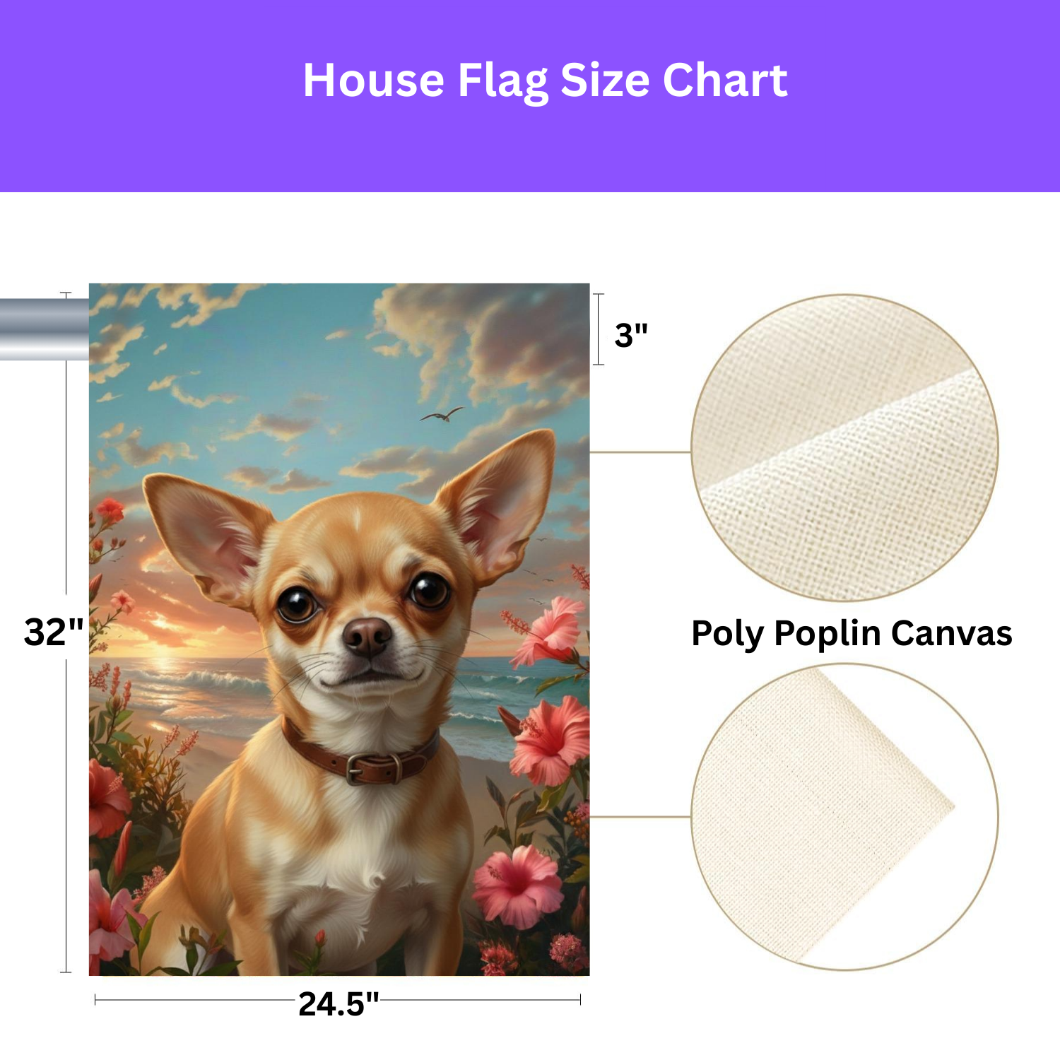 Tropical Sunset Chihuahua Garden Flag - yard display - Dragonfire Gardens