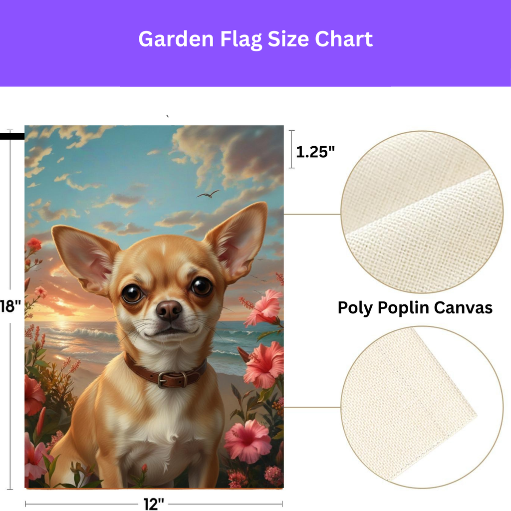 Tropical Sunset Chihuahua Garden Flag - porch decor - Dragonfire Gardens