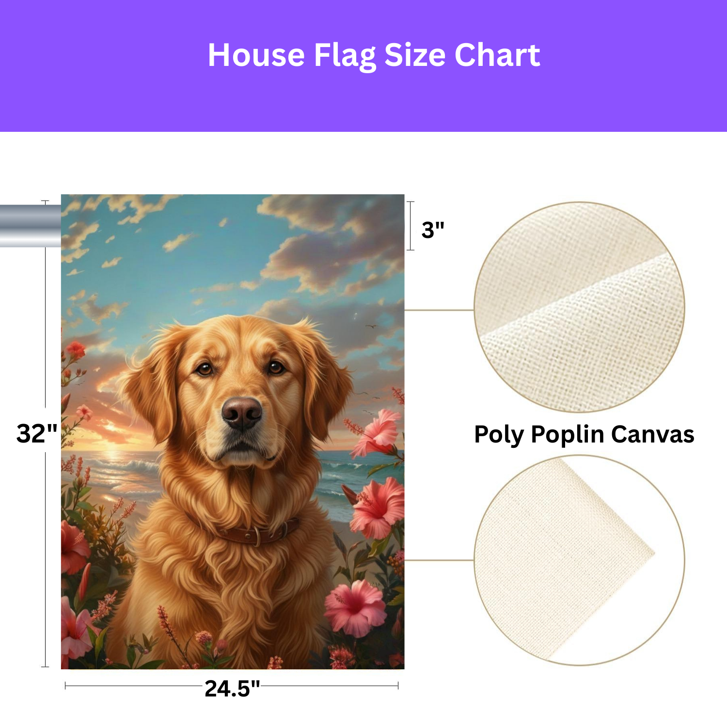 Tropical Sunset Golden Retriever Garden Flag - yard display - Dragonfire Gardens