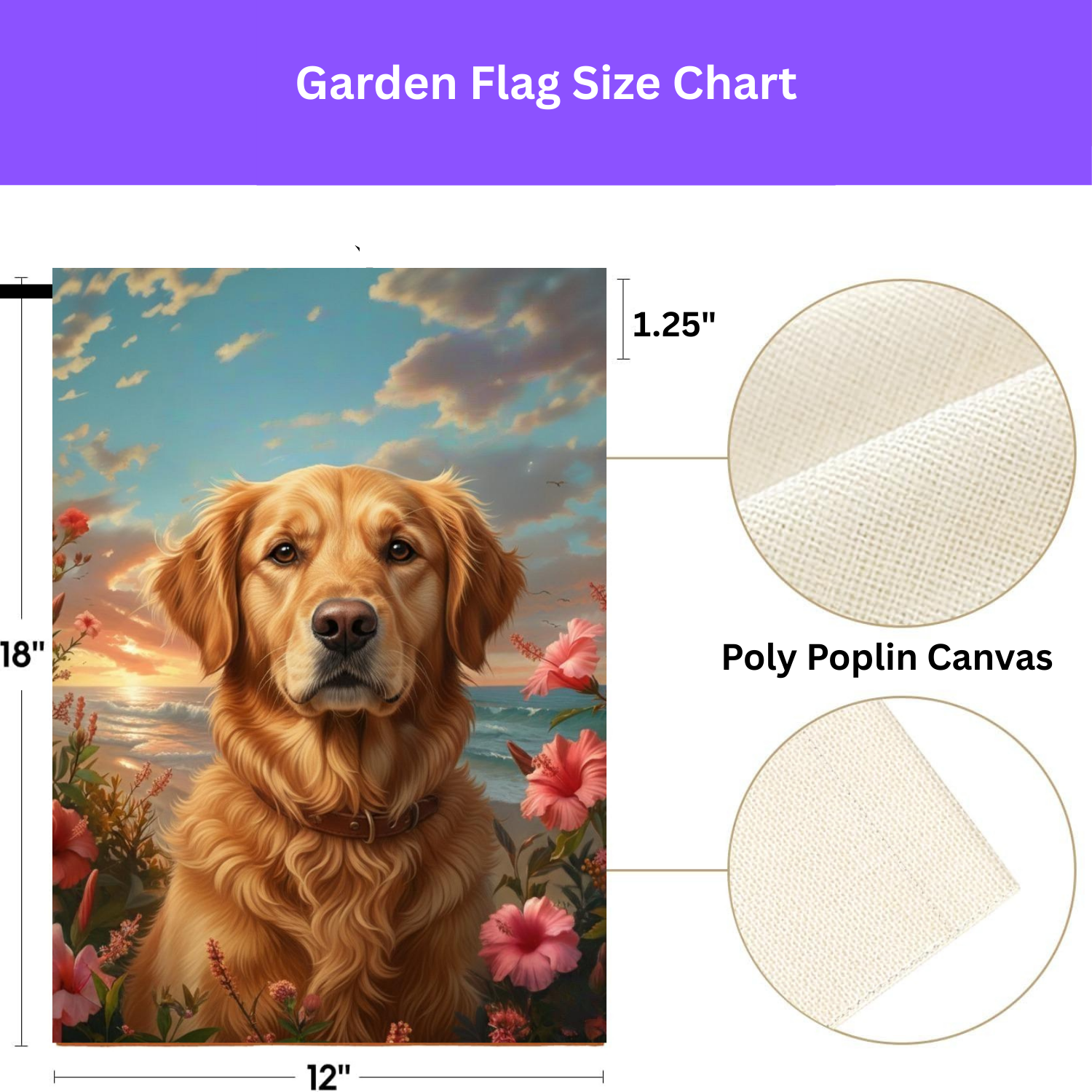 Tropical Sunset Golden Retriever Garden Flag - porch decor - Dragonfire Gardens