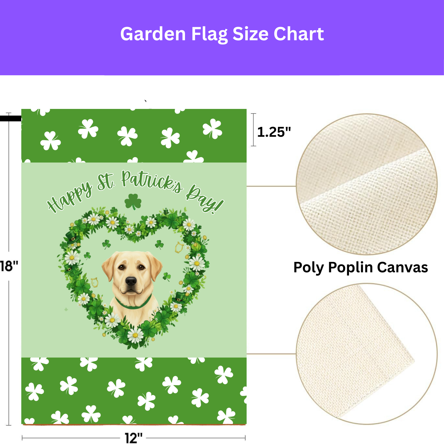 St. Patrick’s Day Shamrock Yellow Labrador Retriever Garden Flag - porch decor - Dragonfire Gardens