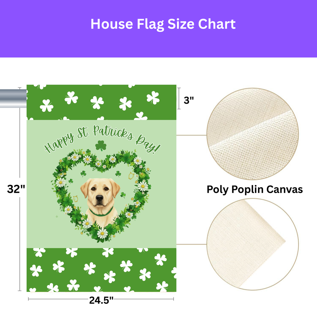 St. Patrick’s Day Shamrock Yellow Labrador Retriever Garden Flag - yard display - Dragonfire Gardens