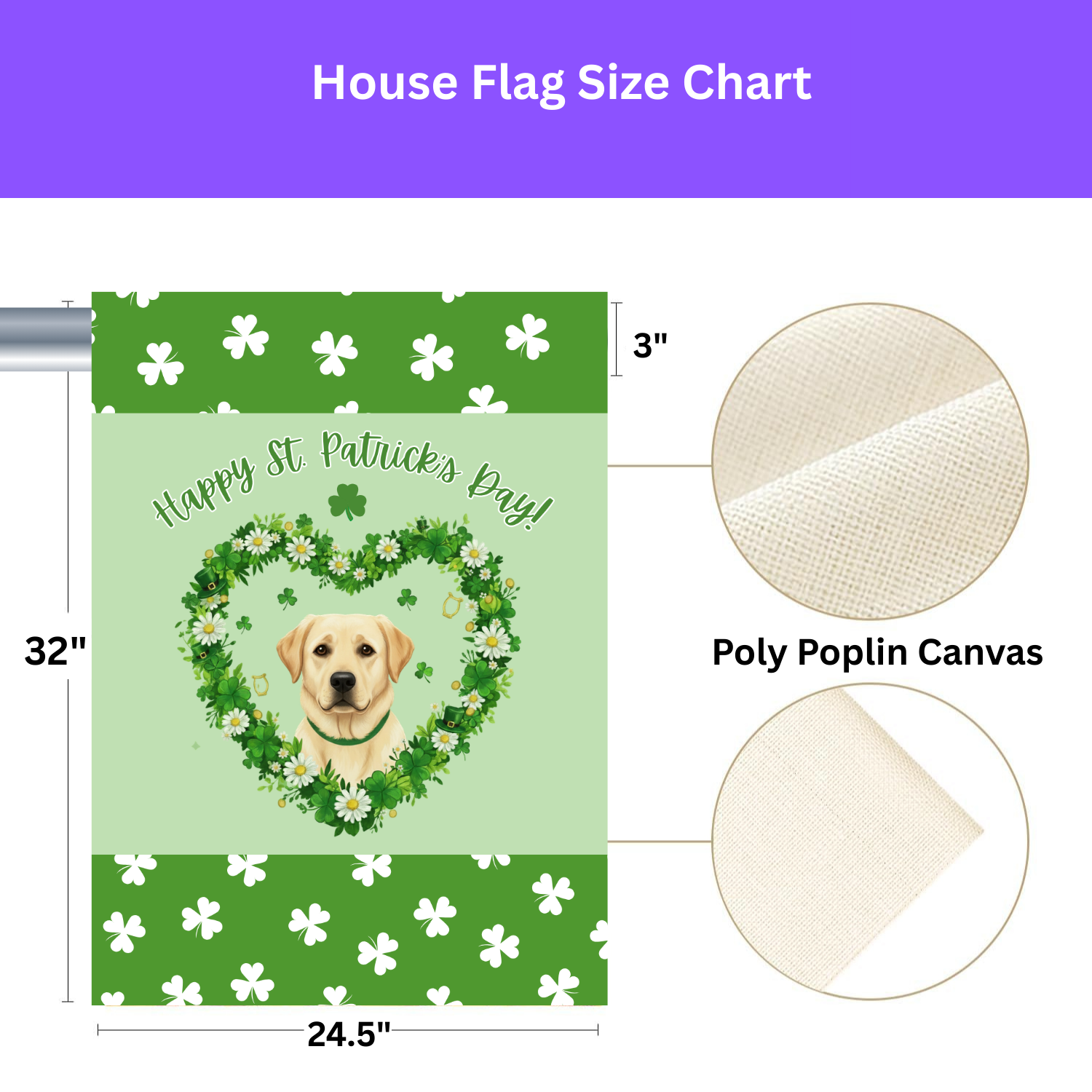 St. Patrick’s Day Shamrock Yellow Labrador Retriever Garden Flag - yard display - Dragonfire Gardens