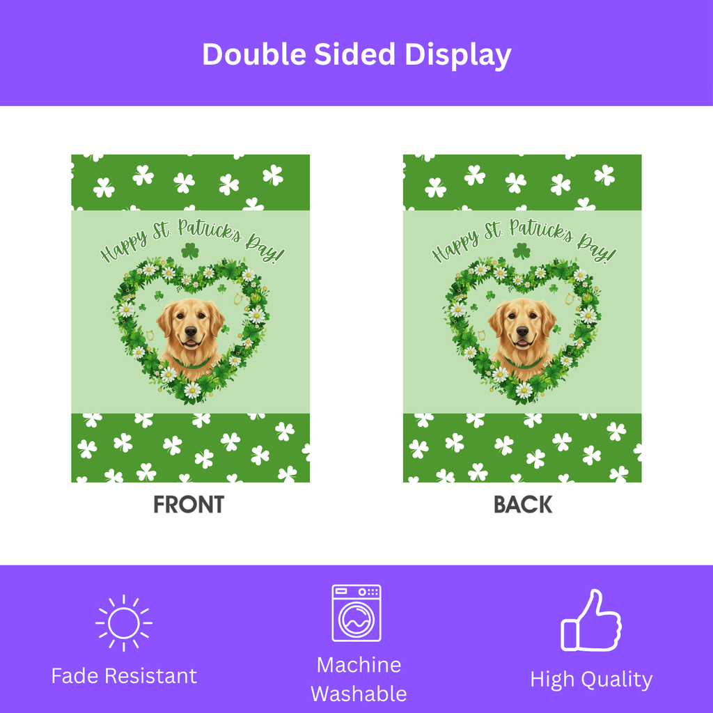 St. Patrick's Day Shamrock Golden Retriever Garden Flag